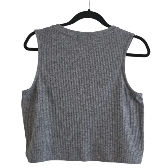 Z Supply Gray Ribbed Crop Tank Top Size Small - Picture 2 of 4
